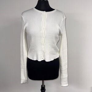 White Women's Sweater cardigan size M NWT